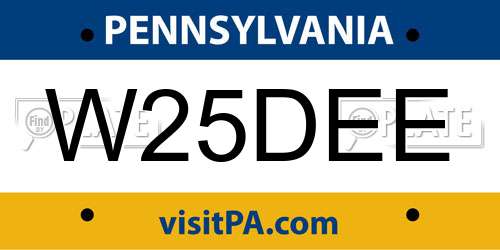W25DEE Pennsylvania License Plate