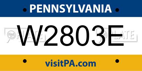 W2803E Pennsylvania License Plate