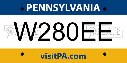 W280EE Pennsylvania License Plate