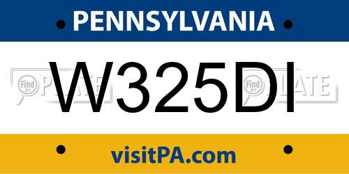 W325DI Pennsylvania License Plate