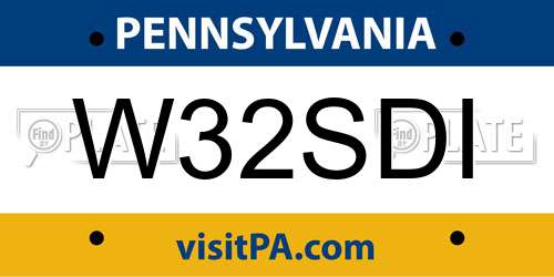 W32SDI Pennsylvania License Plate