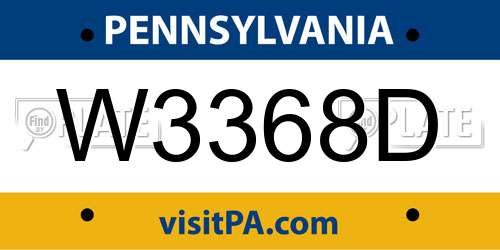 W3368D Pennsylvania License Plate