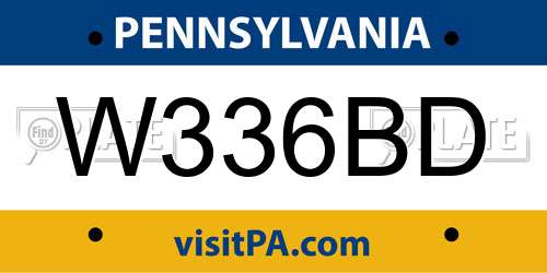 W336BD Pennsylvania License Plate