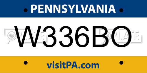 W336BO Pennsylvania License Plate