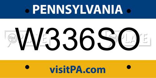 W336SO Pennsylvania License Plate