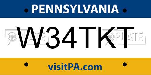 W34TKT Pennsylvania License Plate