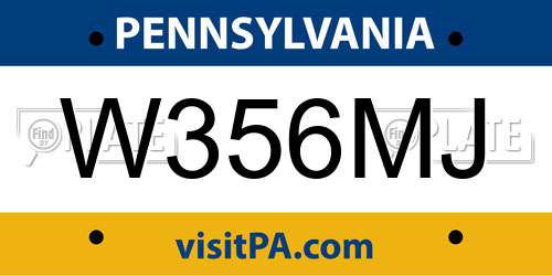 W356MJ Pennsylvania License Plate