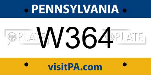 W364 Pennsylvania License Plate