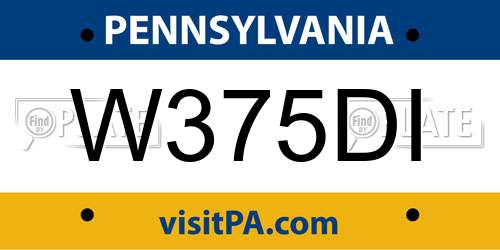 W375DI Pennsylvania License Plate
