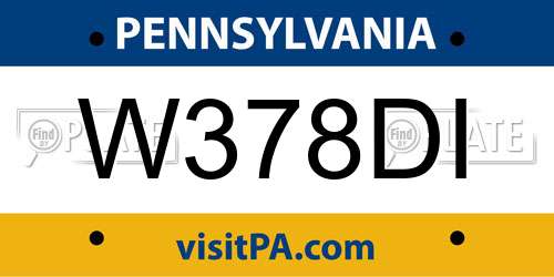 W378DI Pennsylvania License Plate