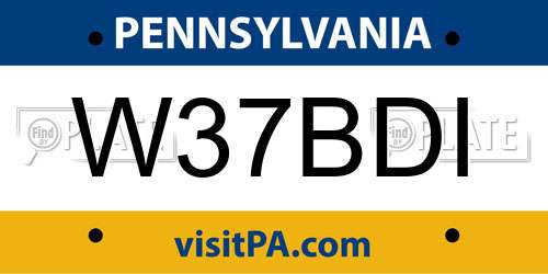 W37BDI Pennsylvania License Plate
