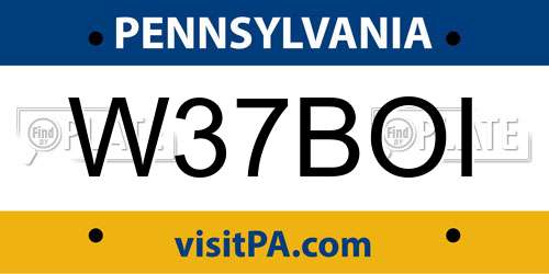 W37BOI Pennsylvania License Plate