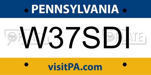W37SDI Pennsylvania License Plate