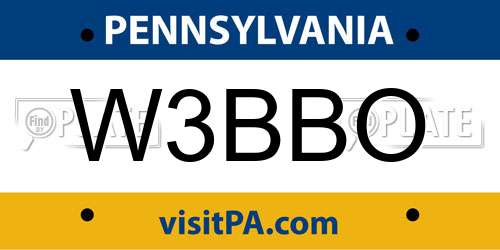 W3BBO Pennsylvania License Plate