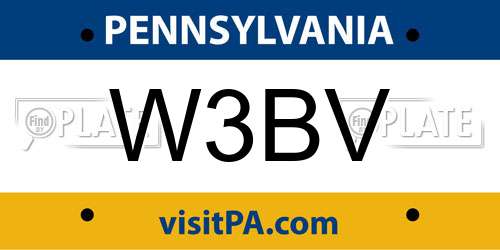 W3BV Pennsylvania License Plate