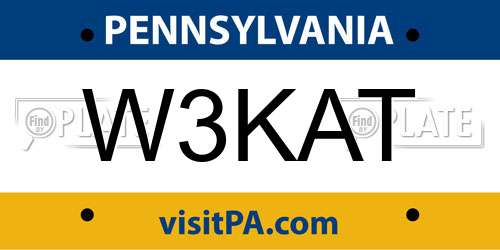 W3KAT Pennsylvania License Plate