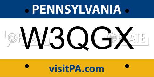 W3QGX Pennsylvania License Plate