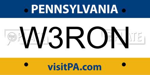 W3RON Pennsylvania License Plate