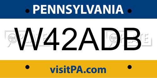 W42ADB Pennsylvania License Plate