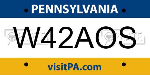 W42AOS Pennsylvania License Plate