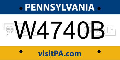 W4740B Pennsylvania License Plate