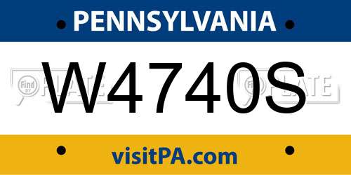W4740S Pennsylvania License Plate