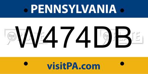 W474DB Pennsylvania License Plate