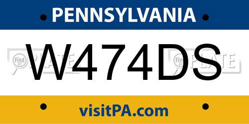 W474DS Pennsylvania License Plate