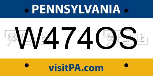 W474OS Pennsylvania License Plate