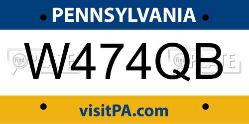 W474QB Pennsylvania License Plate