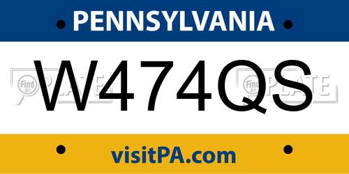 W474QS Pennsylvania License Plate