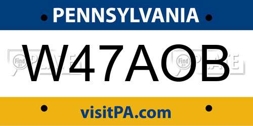 W47AOB Pennsylvania License Plate