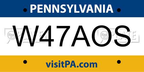 W47AOS Pennsylvania License Plate