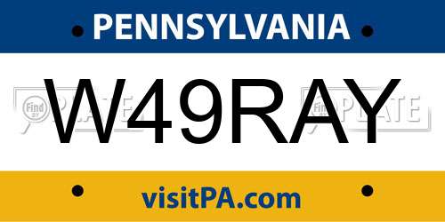 W49RAY Pennsylvania License Plate