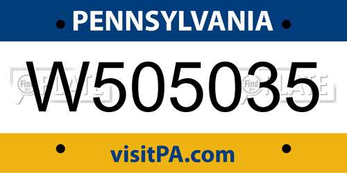 W505035 Pennsylvania License Plate