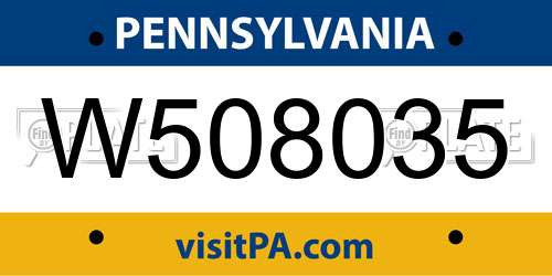 W508035 Pennsylvania License Plate