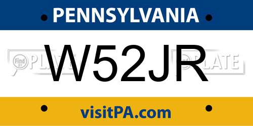 W52JR Pennsylvania License Plate