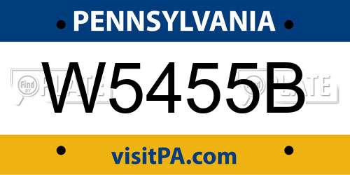 W5455B Pennsylvania License Plate