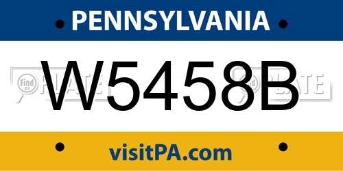 W5458B Pennsylvania License Plate
