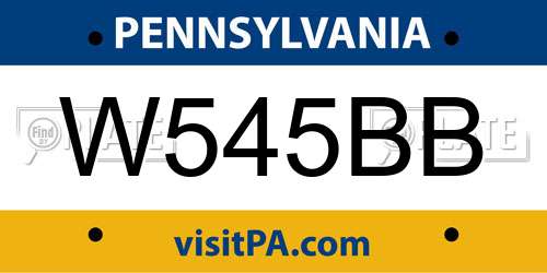 W545BB Pennsylvania License Plate