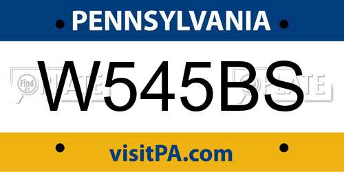 W545BS Pennsylvania License Plate