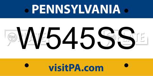 W545SS Pennsylvania License Plate
