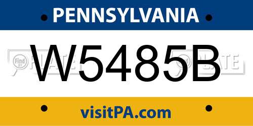W5485B Pennsylvania License Plate