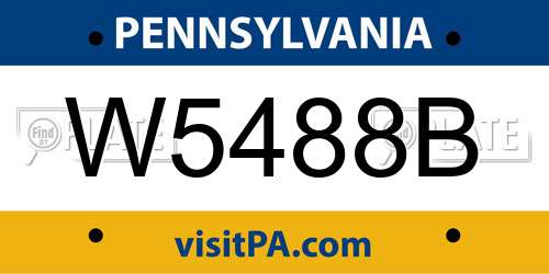 W5488B Pennsylvania License Plate