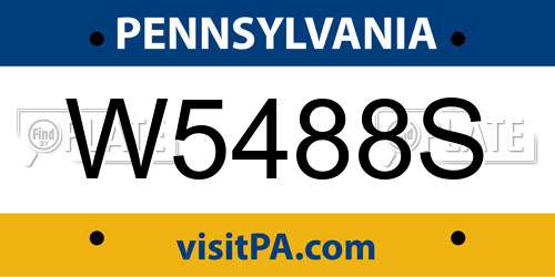 W5488S Pennsylvania License Plate
