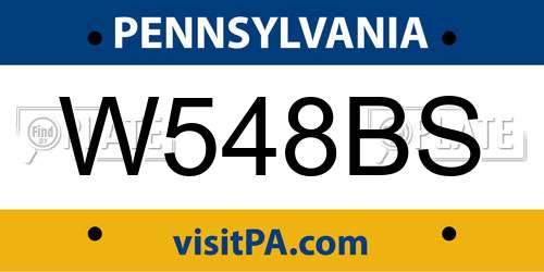 W548BS Pennsylvania License Plate