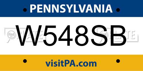 W548SB Pennsylvania License Plate