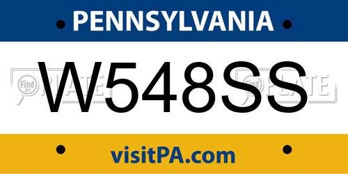 W548SS Pennsylvania License Plate
