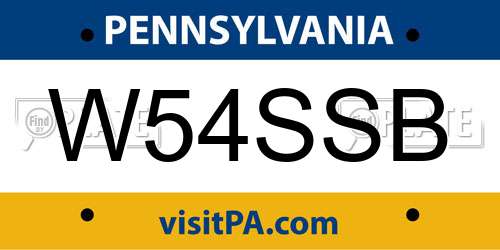 W54SSB Pennsylvania License Plate
