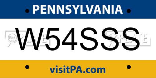 W54SSS Pennsylvania License Plate
